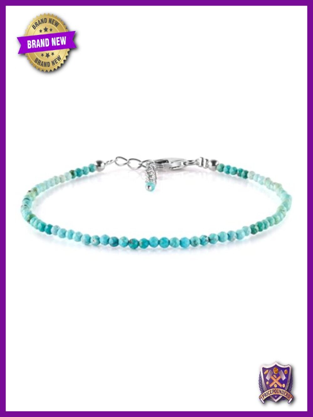 Natural Turquoise Bracelet Women Gemstone Bead 925 Sterling Silver Dainty